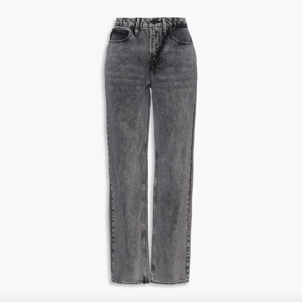 NWT GOOD AMERICAN Good '90s bleached high-rise straight-leg jeans - Picture 3 of 4
